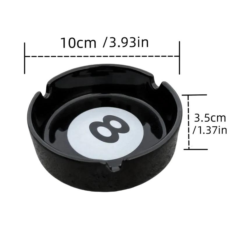 Unique Black Eight Ceramic Ashtray Perfect For Billiard Rooms Home Bars Parties Ideal Gift & Creative Birthday Presents