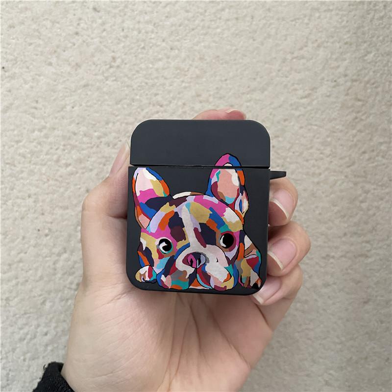 

Для Airpods 1 2 Pro 2 Чехол для наушников Мопс Французский бульдог Ударопрочный чехол для Airpods Pro2 Черный Защитный от падения корпус для Airpods 3 Airpods 3(2021)