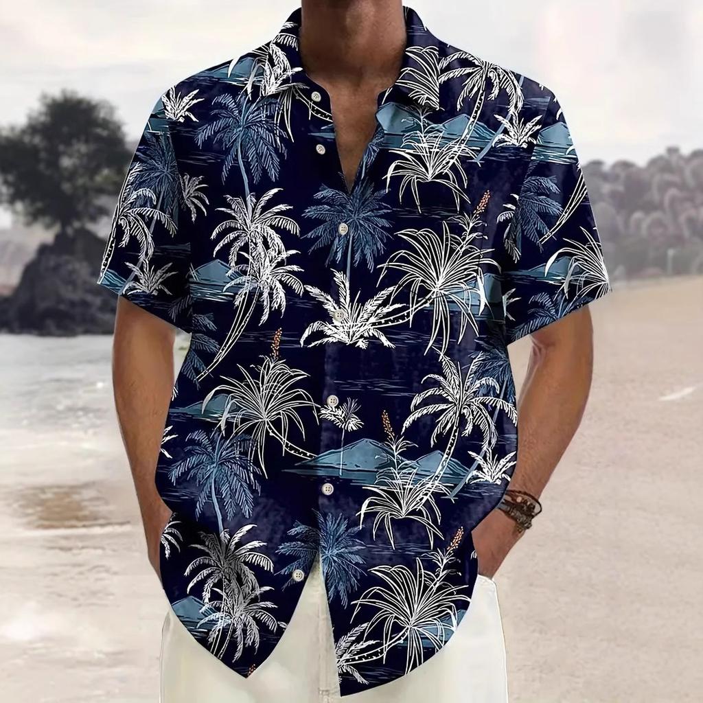 Summer Flower Shirt Men'S Beach Large Size Short Sleeve Casual Retro Men'S 3D Digital Printing Men'S Shirt Trend