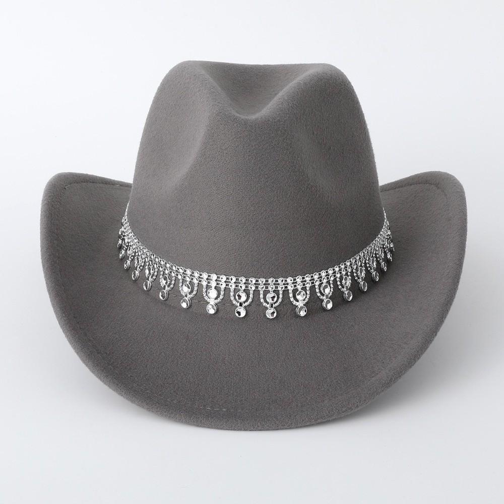 Funkelnder Filz-Fedora-Hut mit Strasssteinen Zylinder Klassischer Western-Cowboyhut Für Outdoor-Reiten
