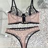 French Style Underwear Women's Ultra-thin Embroidered Lace Sexy Pure Desire Gathered To Prevent External Expansion of The Chest To Show Small Bra Set