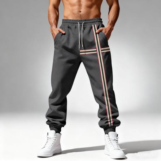 Pantalones de chándal para hombre Joggers elásticos de tiro medio con cordón ajustable Bolsillos reforzados Forro de terciopelo Pantalones deportivos para uso diario