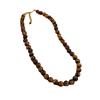 Women's Maillard Tiger Eye Stone Beaded Necklace: Autumn-Winter Fashion, Light Luxury, Unique Layered Clavicle Chain