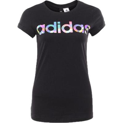 adidas Reguläre Sportserie Lifestyle Freizeitserie Buchstabenmuster Mode Bequem Weich Kurzarm T-Shirt Damen T-Shirt Schwarz CD1120
