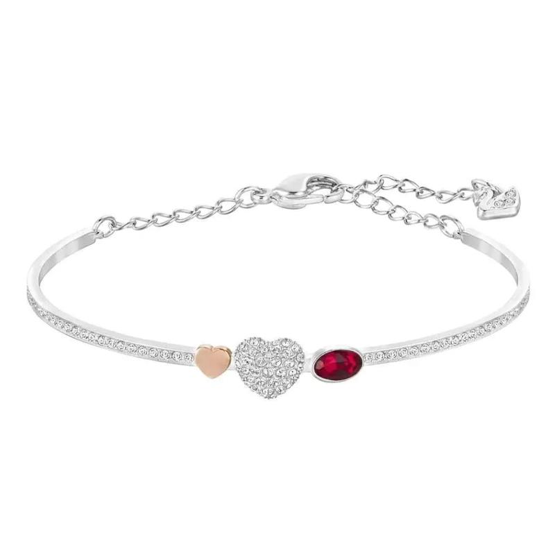 Swarovski Duo Heart Plated Design Rhodium Plated Bracelet Women s White 5169396 белый