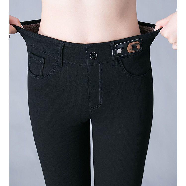 Black Leggings Women Autumn Winter Fit Slim Fit Thick Fleece Leg Pants Outer