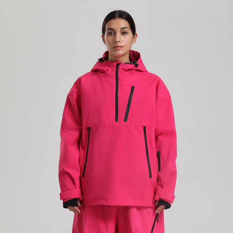 Men's and Women's Pullover Ski Jacket Snowboard Coat Waterproof Winter Baggy Snow Jackets with Hood Windproof Warm Insulation Outdoor Skiing Jackets