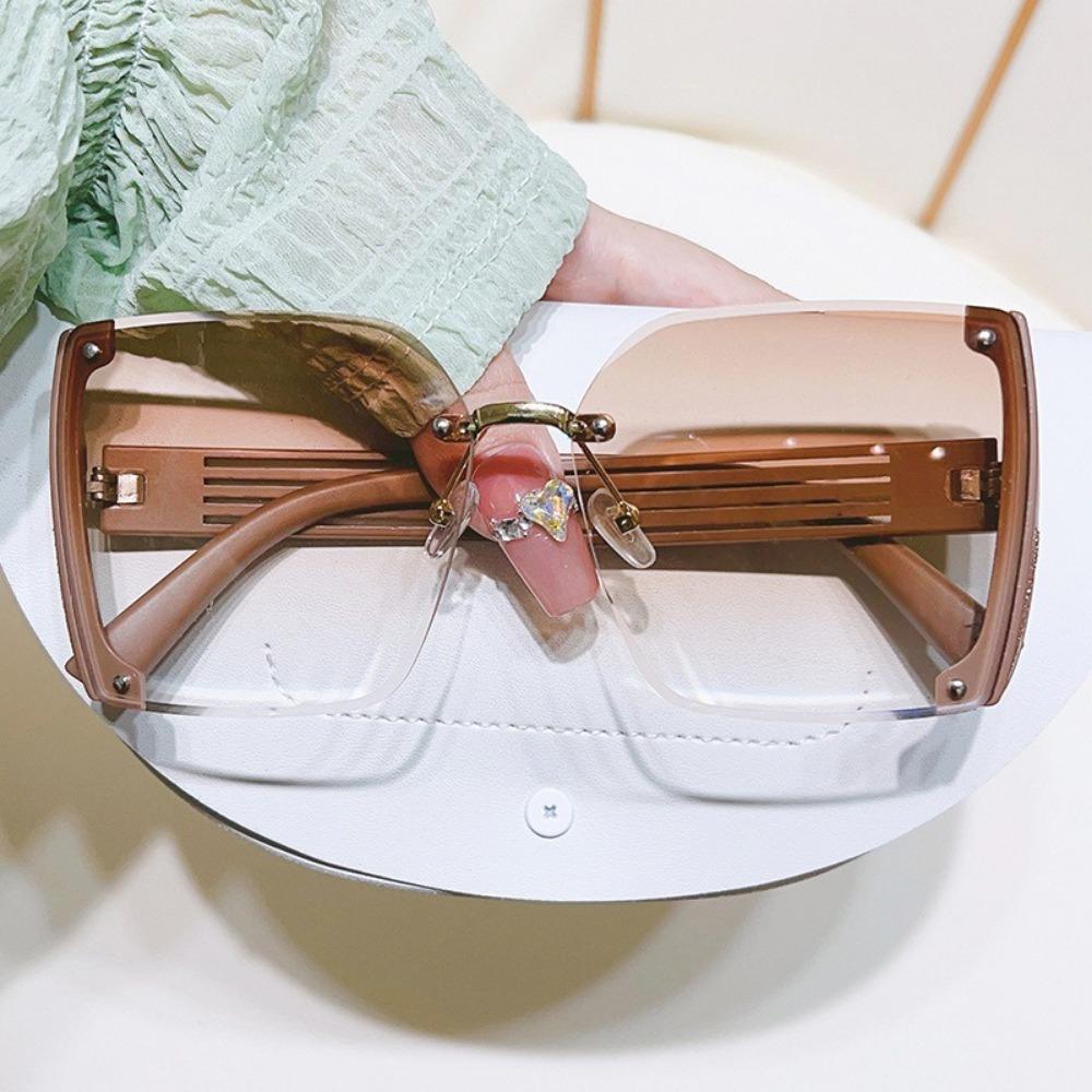 Korean Sunglasses Large Square Gradient Sunglasses for Women Men Fashion Rimless Sunglasses