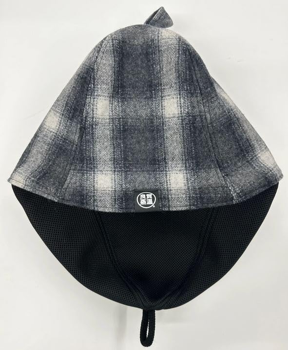 Checkered Melton wool & next-generation 3-layer polyester mesh sauna hat. Extra large! Original product. Unisex. Loose fit.