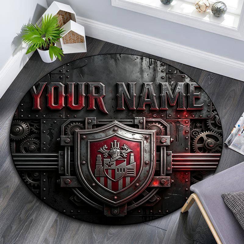 Custom Name,Atlético Madrid pattern round rug,Carpet Rug for Living Room Bedroom Playroom ,Non-slip Floor Mat,Holiday Gifts and Birthday Gifts.