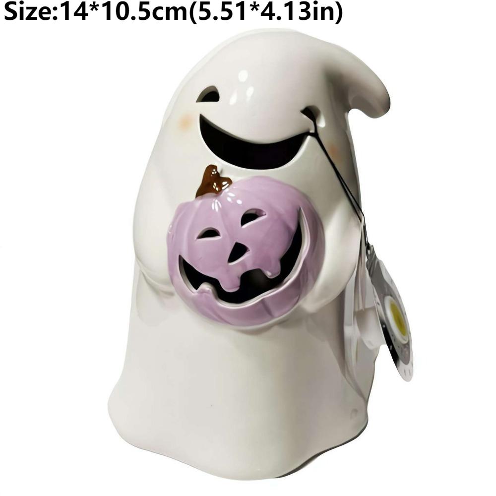 Cute Pumpkin Halloween Ghost Statue Bow Resin Spooky Figurine Cat Crafts Tabletop Decorations Halloween Decorations
