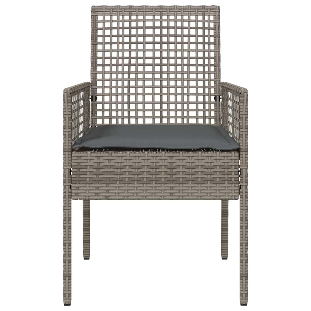 Garden Chair with Cushion 2 Pcs Gray 55 X 53 X 85 Cm Poly Rattan