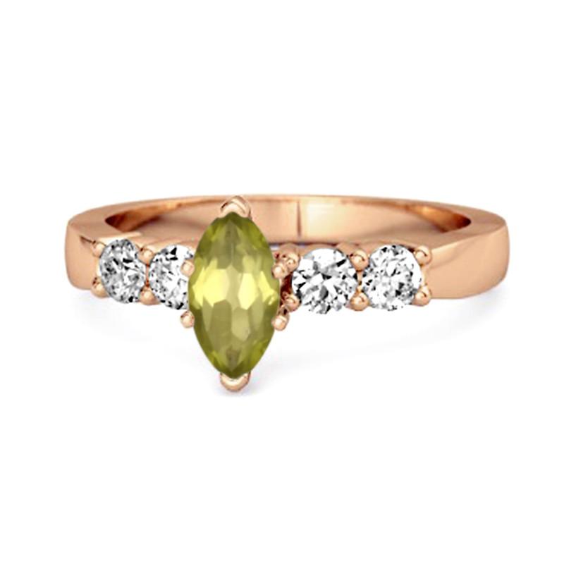 Peridot Tapered Five-Stone Ring -925 Sterling Silver Rose Gold Vermeil 9.5 розового золота
