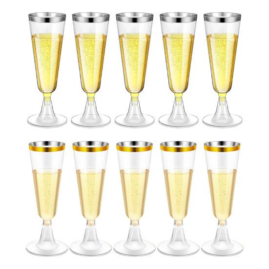 5 Bucăți Pahare Tip Tumbler din Plastic 150ml Transparente Elegante De Unică Folosință pentru Petreceri cu Margine Aurie Ușoare Recipiente pentru Băuturi pentru Nunți Recepții Și Sărbători