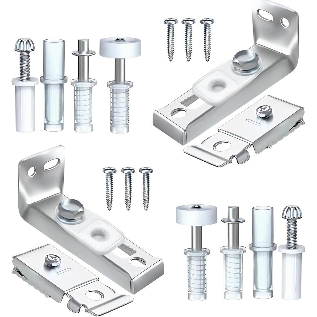 Kit Binario per Porta a Soffietto, 2 Set Kit di Riparazione Ferramenta per Porte a Soffietto Parti di Ricambio per Porte Pieghevoli Include Perno Superiore Inferiore, Staffa