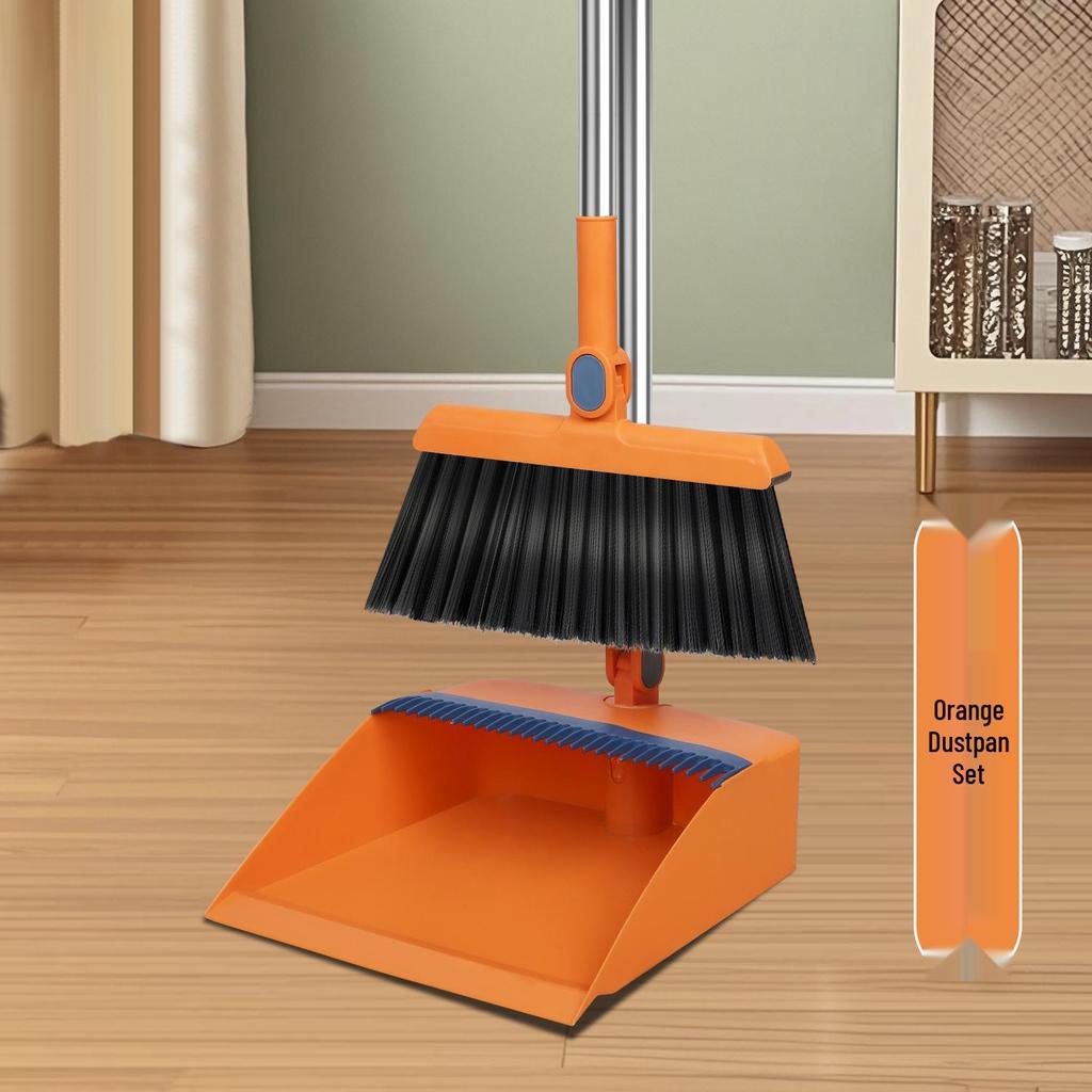 Compact Folding Broom & Dustpan Set with Soft Bristles for Household Cleaning