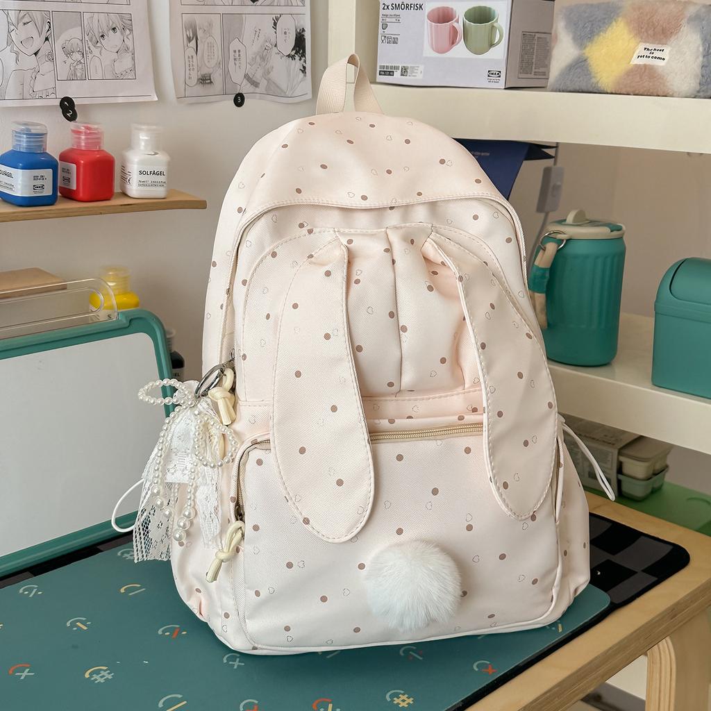 Schoolbag Japanese Soft Sister Cute Rabbit Ears Leisure Travel Backpack Girl Light Backpack Middle School Student School Bag Girl