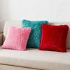 Long Plush Pillow Case Machine Washable Faux Furs Fabric Square Cushion Cover with Zippers Seasonal Home Decors