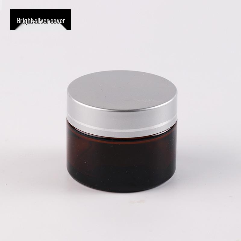 Amber & Brown Glass Cosmetic Jars - 50g, 100g, 30g (Travel Container for Face Cream & Ointment)