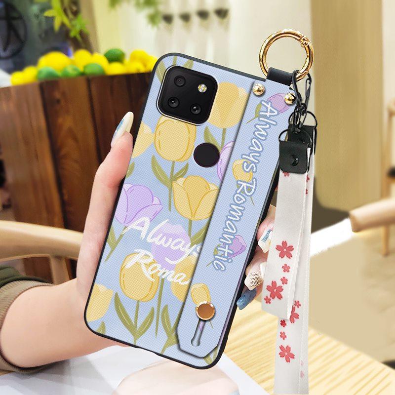 Back Cover Wrist Strap Phone Case For TCL T-Mobile Revvl 5G Phone Holder Flower Soft case Waterproof Ring Lanyard
