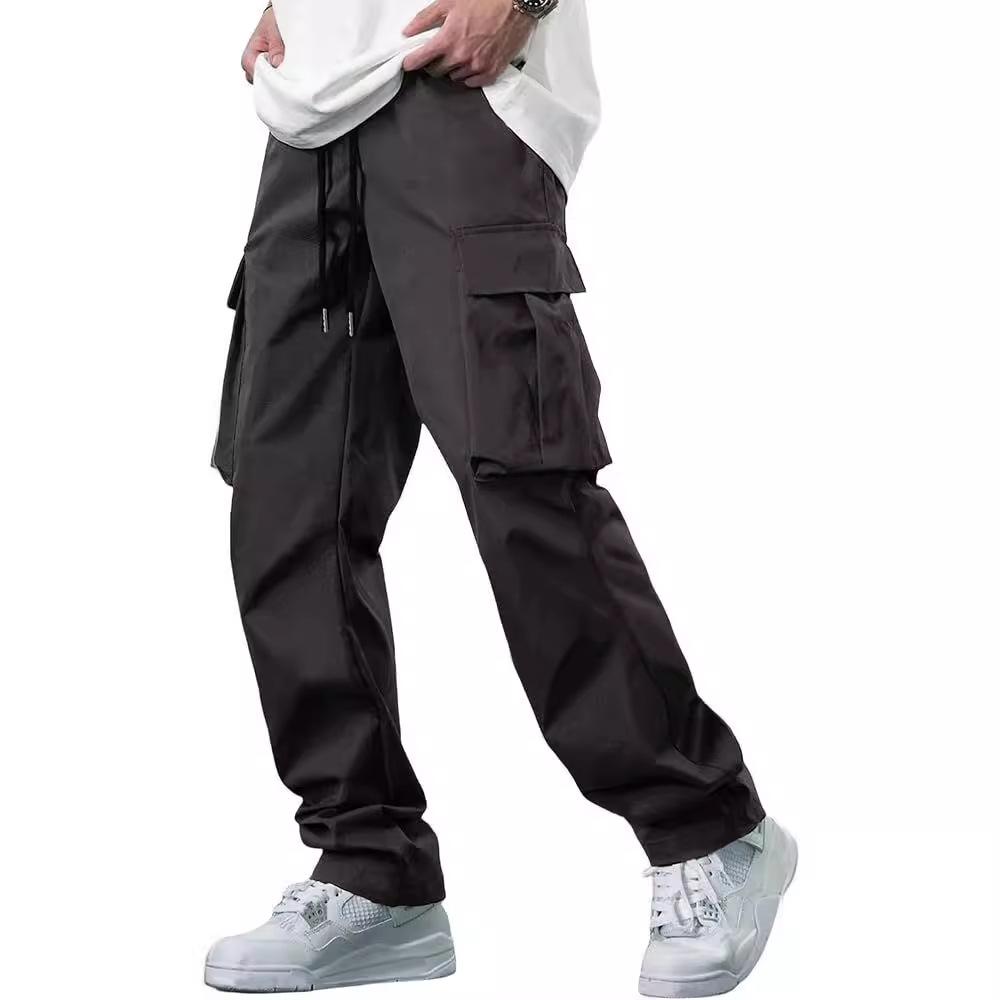 2024 Men's Summer Cargo Pants with Drawstring – Multi-Pocket, Casual Fit