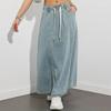 DongCMY Women's Denim Long Skirts Elastic Waist Loose Solid Color High Waist Big Skirt Denim Skirt Women Casual Dress Streetwear