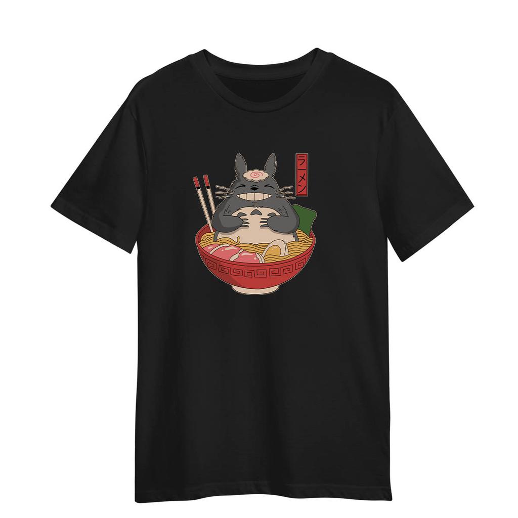 Totoro In The Ramen Bowl Cartoon Anime My Neighbor Totoro Adult Unisex T-shirt