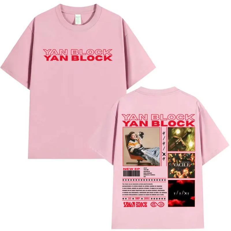 Yan Block Album Punk Harajuku T Shirt Men's Casual High Quality T-shirts Cotton Short Sleeve Oversized Tee Shirts Fans Gift