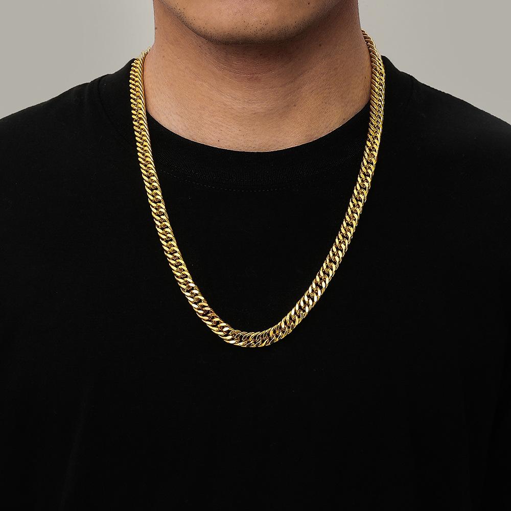 Gold Color Stainless Steel 6.5mm Curb Cuban Link Chain Bracelets Necklace For Women Men Fashion Party Wedding Jewelry Sets Gift