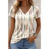 Women's Abstract Watercolor Streak Print V-Neck T-Shirt, Casual Short Sleeve Tops, Artistic Style Daily Wear for Spring & Summer