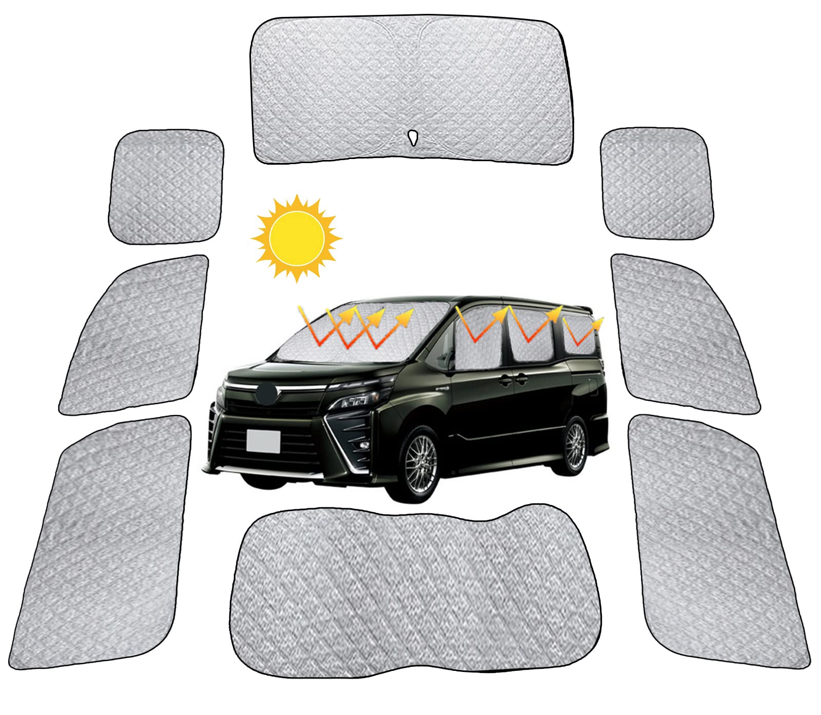 2022 New Car Sunshade for Toyota Noah (80 Series, Voxy 80 Series), Rear, Multi-Purpose Sunshade for Car Camping, Naps, Heat-Insulating, Blackout, Car