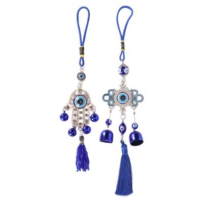 2 Stück Augen Hängeornament Fransen Glocken Design Retro Exquisit Lebendige Farben Blaues Auge Ornament für