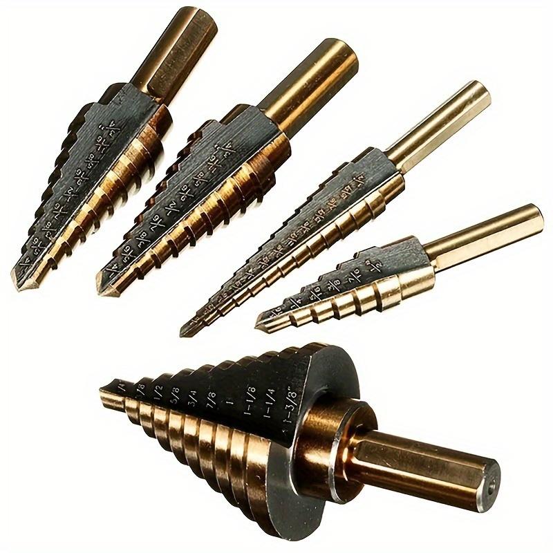 5PCS Black and Yellow Pagoda Drill Triangular Handle Straight Slot Hole Reamer Step Drill Step Drill
