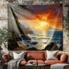 Sunset On The Palm Tree Beach Digital Printing Polyester Wall Hanging Tapestry Decorative Living Room Bedrooms Background Gift