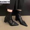 Pointed Toe High Heels Women Ankle Boots Office Shoes 2025 Trend Sexy Brand Zipper Chunky Punk Boots Designer Pumps Mujer Botas