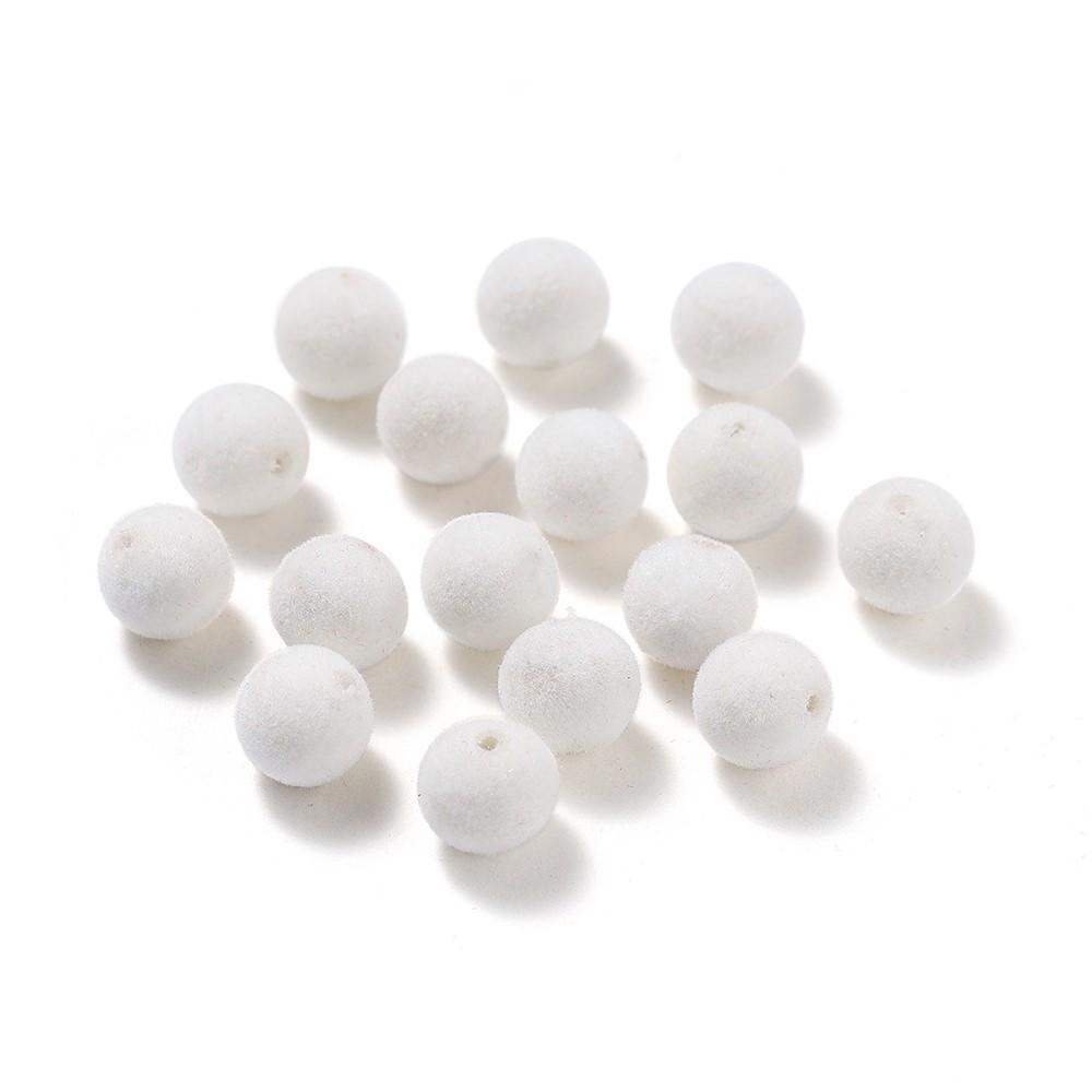 30 Pezzi 8/10mm Colorati Feltro Floccato Peluche Perline Acriliche Perline Distanziatrici Sfuse per Orecchini Braccialetti Fai da Te Accessori per la Creazione di Gioielli