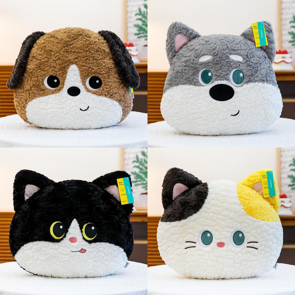 Cute Cat And Dog Plush Pillow With Feather Filling For Home Decor And Comfort