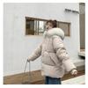 Women S Short Loose Fit Cotton Padded Coat With Big Fur Collar Winter Casual Style