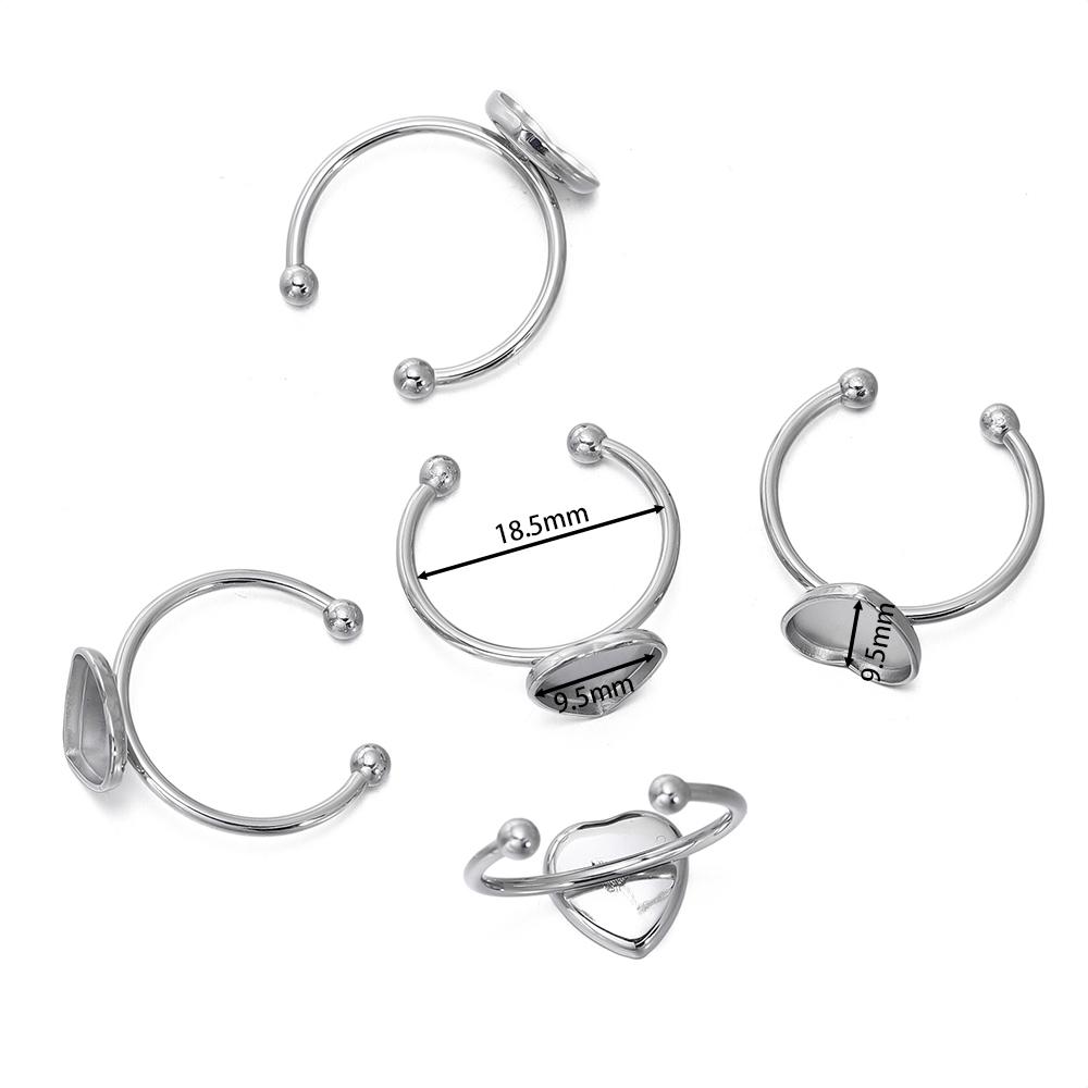 5pcs Gold Color Stainless Steel Open Ring Cabochon Cameo Blank Tray Base Settings for DIY Rings Jewelry Making Findings Supplies