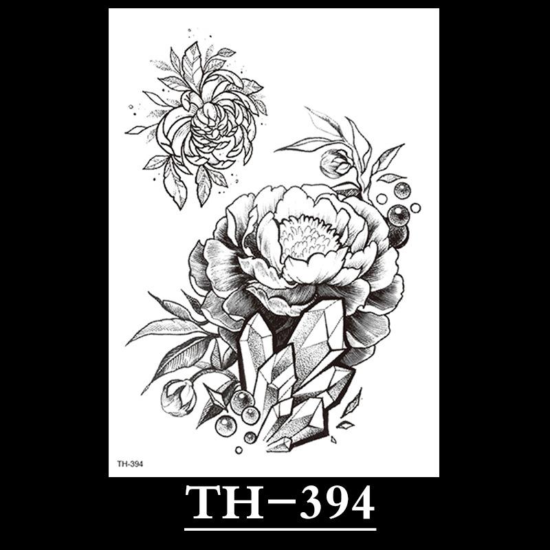 Flower Arm Tattoo Sticker, Half Arm Waterproof Tattoo Sticker, Sketch Line Tattoo Sticker Tattoo