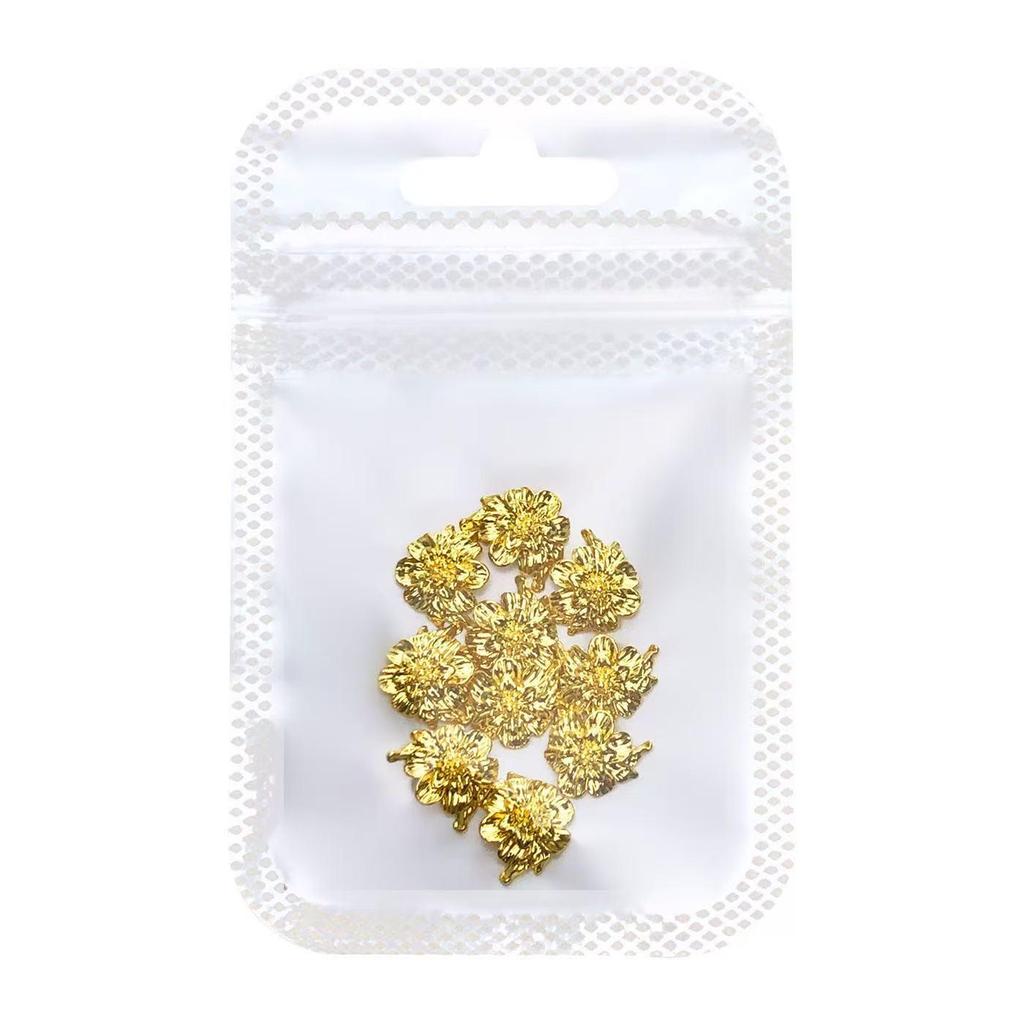 Ruyi Rich Golden Flower Nail Art Decorations: Chinese Style Jade Leaves & Golden Branches with Rhinestones