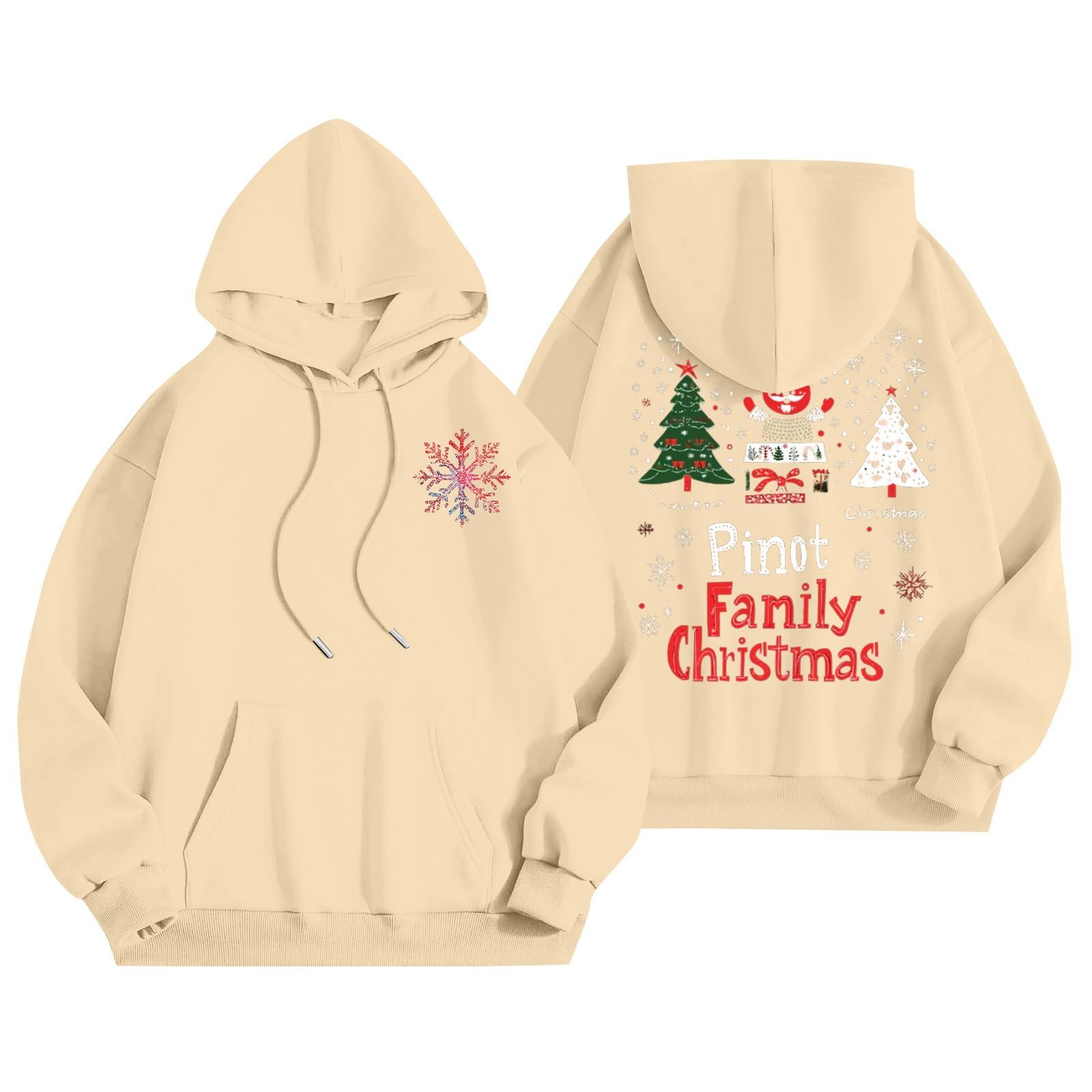 

Женский повседневный свитер с длинным рукавом, рождественский принт, капюшон, толстовка с карманами L