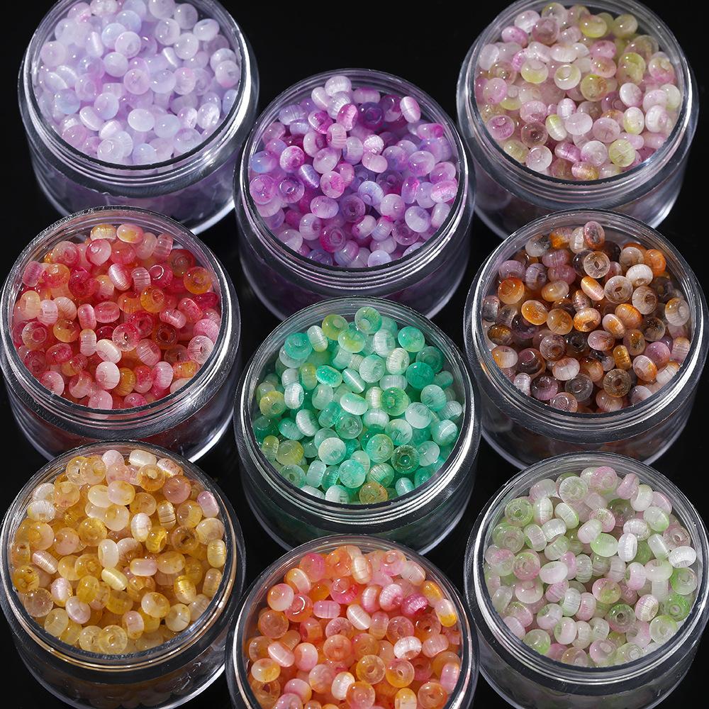 About 2 * 4mm Glass Two-color Cat's Eye Beads, DIY Bracelet Beaded Jewelry Accessories
