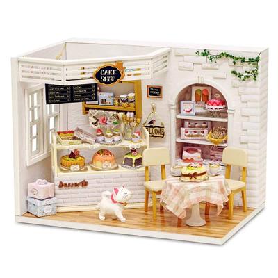 Moin Moin Dollhouse Miniature DIY Kit Cake Diary Cake Shop LED Light Acrylic Case Set Cat's + (2004DH150)