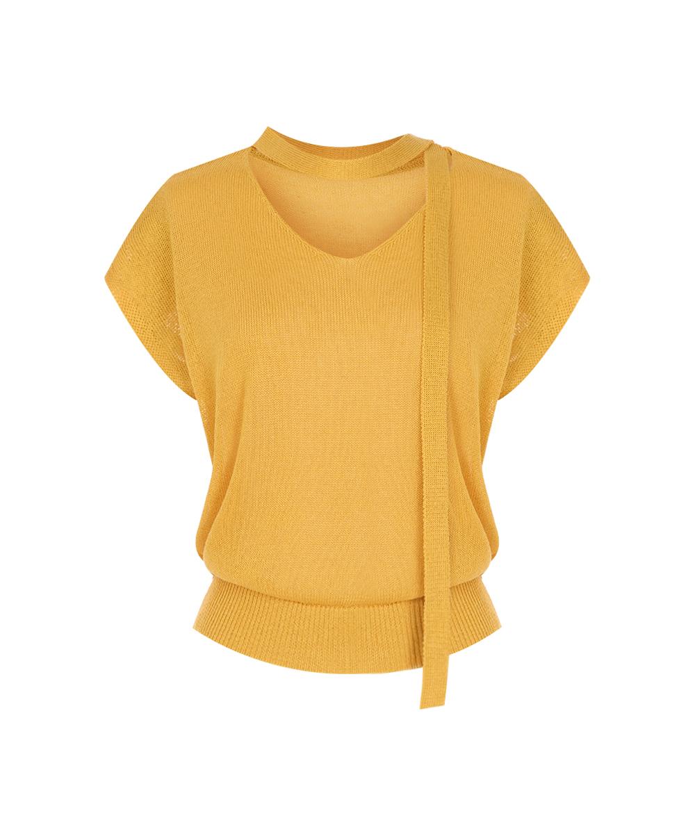 Page Flynn Strap V-Neck Linen Knit_P6Bkn038C Ivory/Free