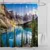 Modern 3D Printing Forest Refreshing Scenery Shower Curtain Waterproof Landscape Green Plant Mountain With Hooks Bathroom Decor