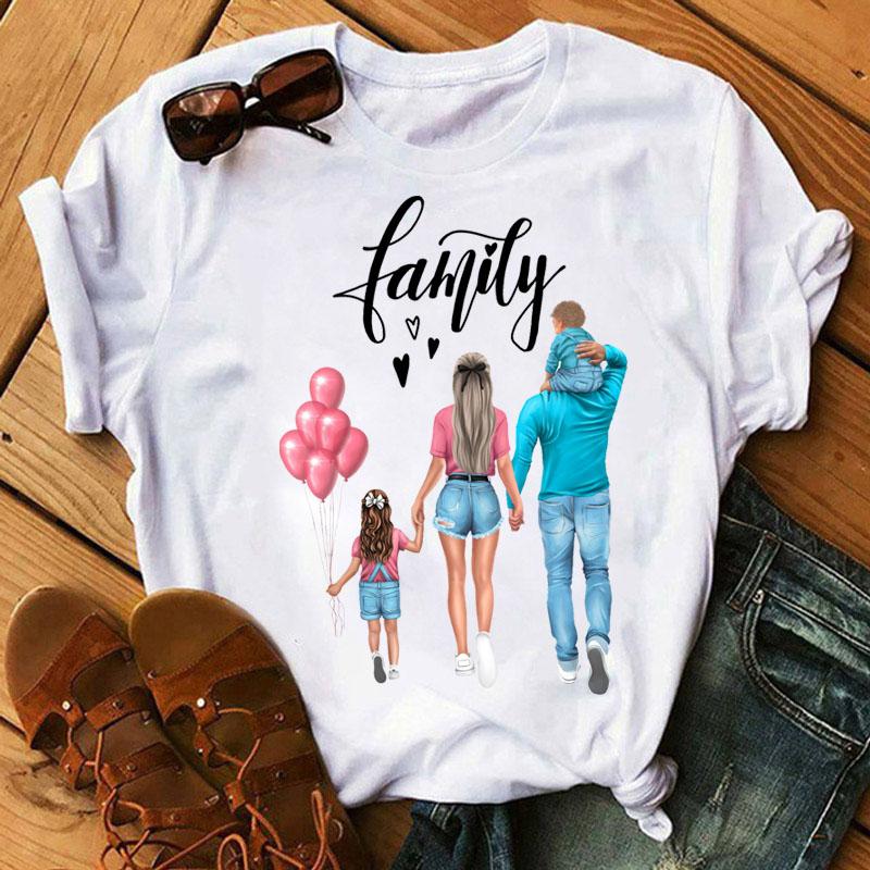 T-Shirts Women Family Mother Mom Dad Printing T-Shirt Casual 90S Fashion Trend Clothes Graphic Tshirt Tops Lady Female Cute Tees