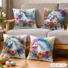 Watercolor Horse Floral Cushion Cover Soft Plush Fabric DoubleSided Printed Cushion Covers for All Seasons Modern Home Decor