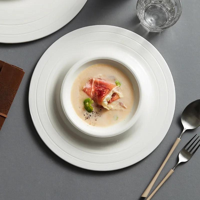 Nordic Salad Steak Plate Food Decor Plate Hotel Restaurant Dessert Ceramic Straw Hat Plate Creative Tableware Ceramic Plates