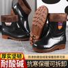 Snow boots thickened fixed fleece tendon sole rain shoes men's non-slip medium tube fleece glue waterproof short tube integrated shoes